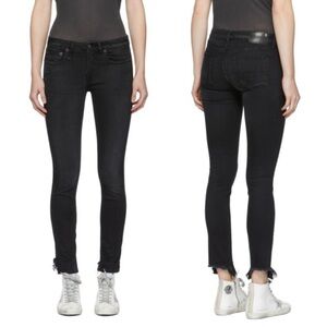 R13 Alison Skinny Uneven Hem Jeans in Starford Clean (black) - 26